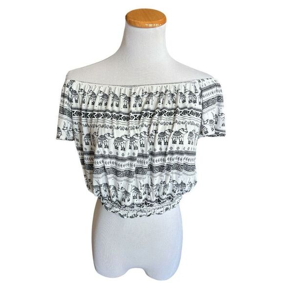 Womens H&M x Coachella Official Collection Elephant Crop Top Shirt Blouse - L - Picture 1 of 1